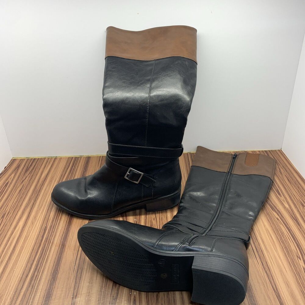 Arizona Denver Black Brown Faux Leather Memory Foam Tall Boots Women-11M